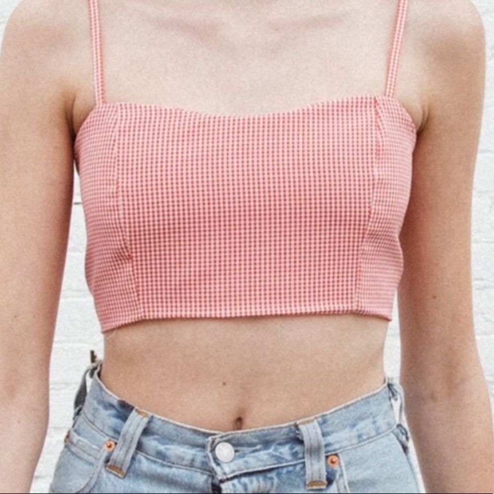 Red gingham crop top brandy Melville